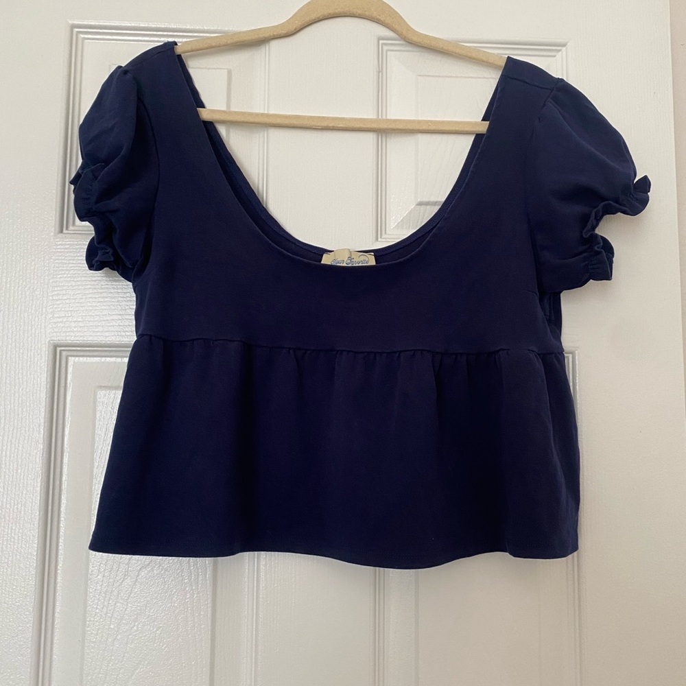 PacSun Blue Ruffled Crop Blouse